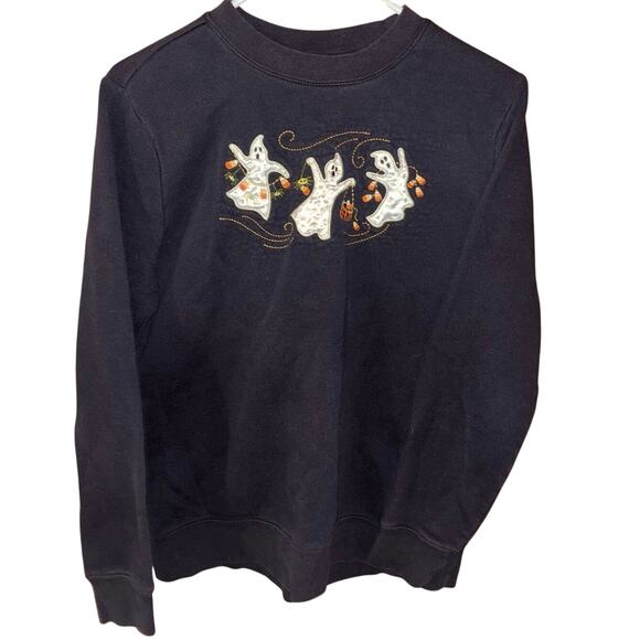 Vintage Holiday Editions womens black ghost crewneck sweatshirt Halloween medium - Picture 1 of 5